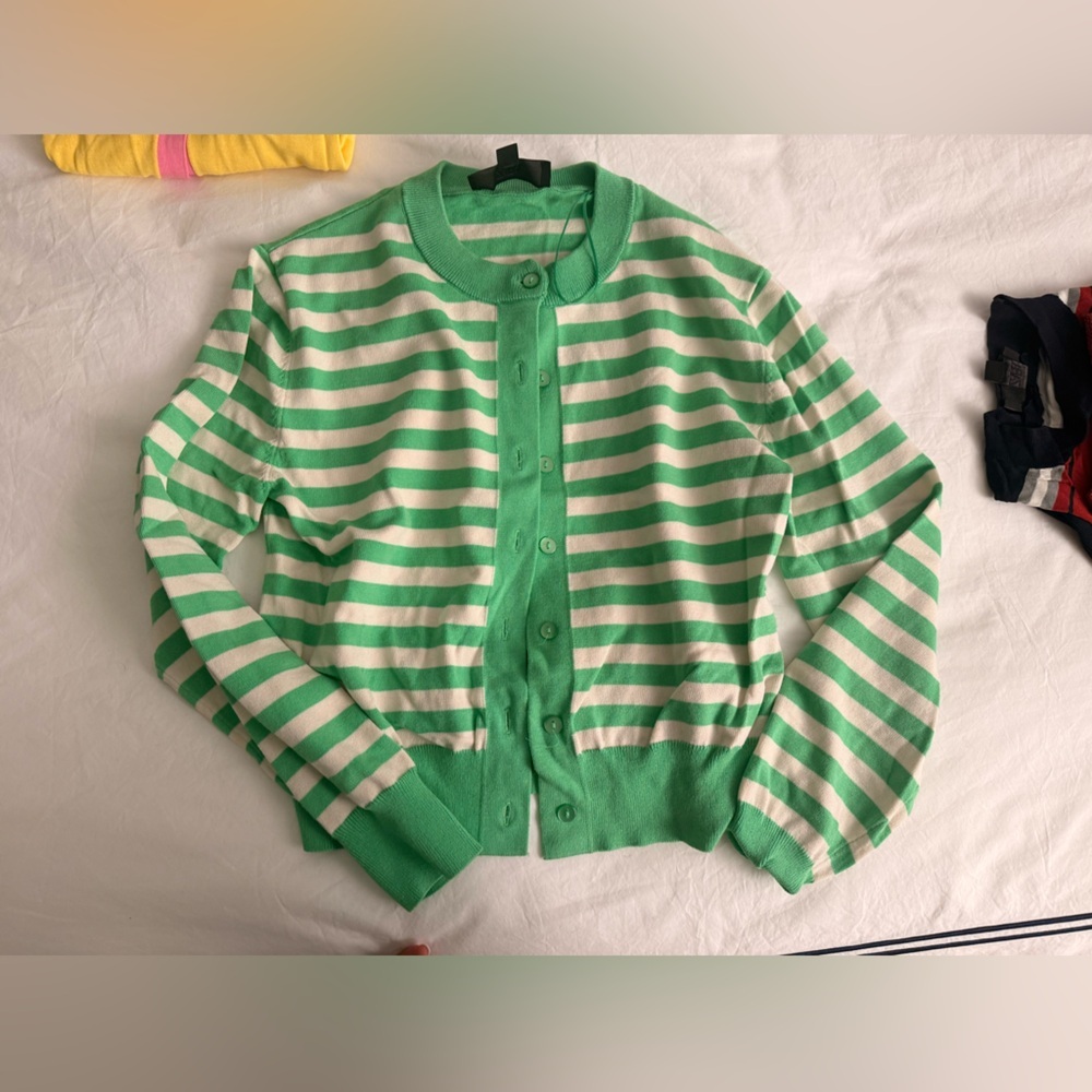Zara Green and White Striped Cardigan - Picture 4 of 4